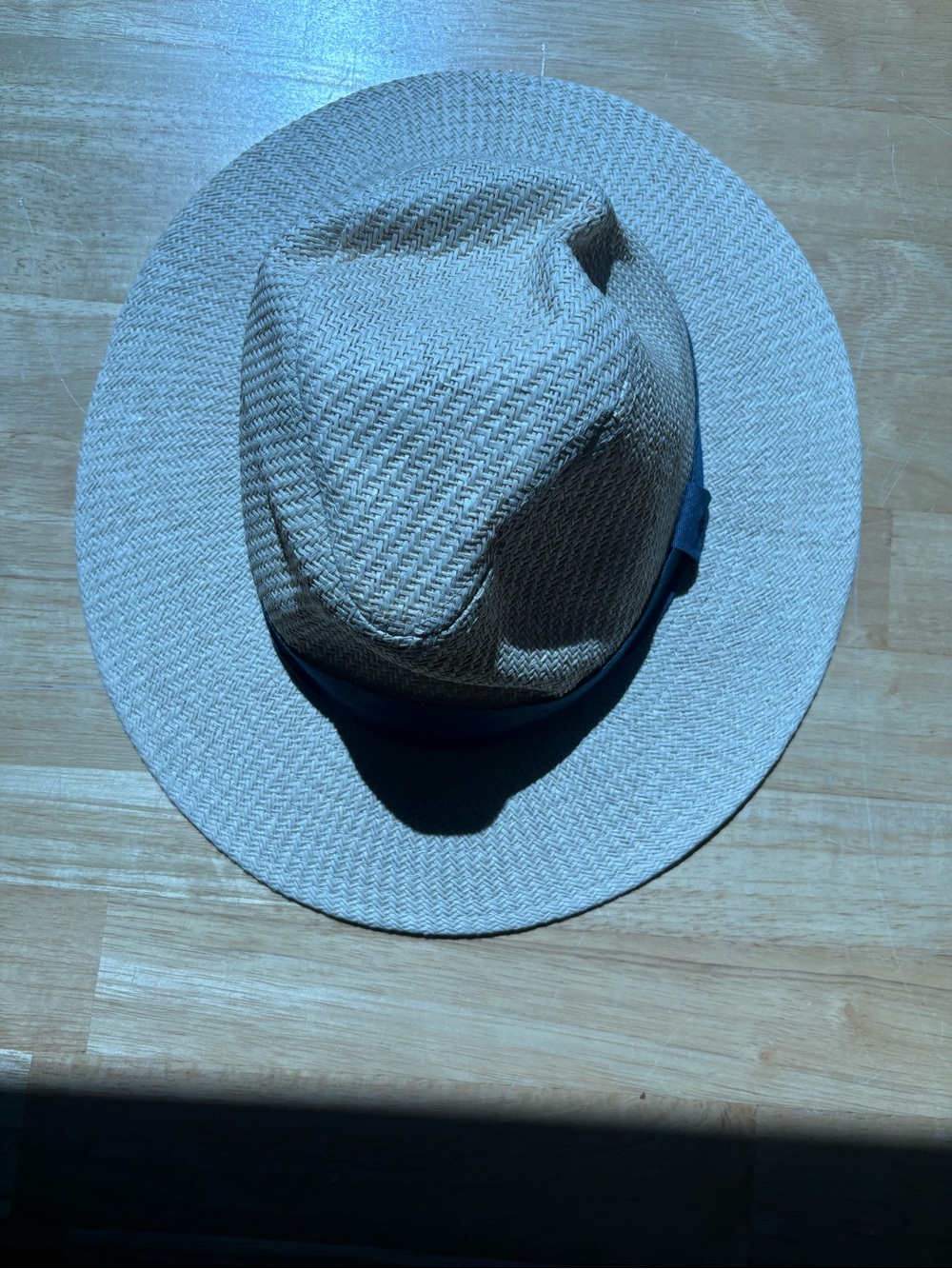 Classic Men's Straw Fedora Hat in Light Beige with Black Band